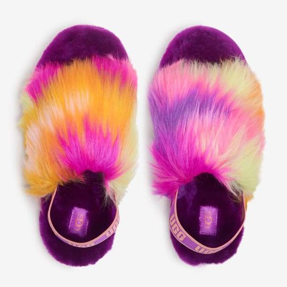 UGG® Fluff Yeah Slide Sandal - Little Kid / Big Kid - Berrylicious / Tie Dye - Picture 1 of 3